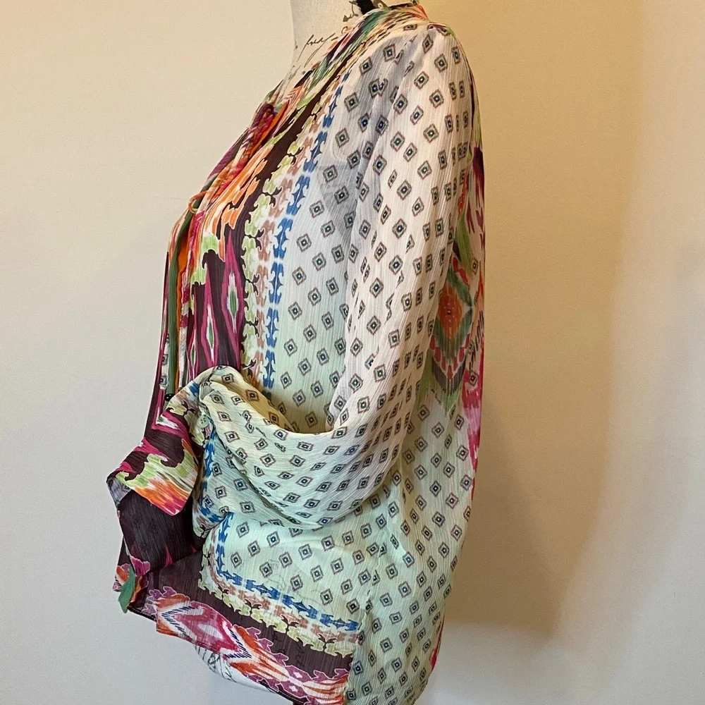 Zara Multicolor Patterned Button Down Top - Picture 2 of 4